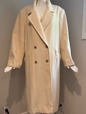 Vintage Forecaster of Boston Wool Blend Long Coat USA Ivory Size 15/16